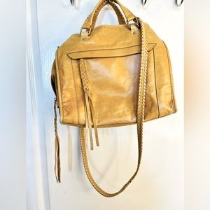 Zara satchel tote purse butter color leather crossbody strap EUC